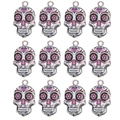 Set of 12 colorful alloy skull charms for DIY jewelry making with floral painted details - Skull Pattern (29) / 10 Pieces Pack / Colorful