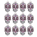Detailed set of 12 colorful sugar skull alloy pendants with floral eye and diamond patterns - Skull Pattern (26) / 10 Pieces Pack / Colorful