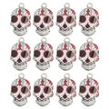 Set of 12 colorful Day of the Dead skull pendants for DIY jewelry making accessories - Skull Pattern (25) / 10 Pieces Pack / Colorful