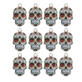 Set of 12 colorful sugar skull charms with enamel finish for DIY jewelry making - Skull Pattern (23) / 10 Pieces Pack / Colorful