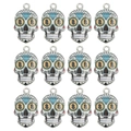 Detailed set of twelve colorful skull charms with Mexican Day of the Dead enamel patterns - Skull Pattern (22) / 10 Pieces Pack / Colorful