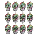 Detailed view of 12 colorful Day of the Dead skull charms for DIY jewelry making - Skull Pattern (15) / 10 Pieces Pack / Colorful