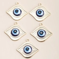 Set of five gold-plated blue evil eye charms for DIY jewelry making and necklace crafts - Gold Base Blue Evil Eye