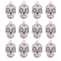 Detailed set of 12 colorful sugar skull charms with floral enamel patterns for DIY jewelry - Skull Pattern (9) / 10 Pieces Pack / Colorful