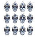 Set of 12 colorful sugar skull alloy charms for DIY necklaces and bracelets making - Skull Pattern (7) / 10 Pieces Pack / Colorful
