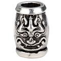 Vintage silver viking bead with tribal mask carving for hair and DIY jewelry accessories - Viking Mask Style