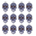 Set of 12 purple enamel skull charms with black scroll patterns for DIY jewelry making - Skull Pattern (5) / 10 Pieces Pack / Colorful