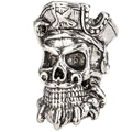 Macro view of vintage silver pirate skull bead with antique finish for DIY jewelry - Viking Pirate Skull Style