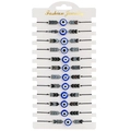 Lot de 12 bracelets tressés avec œil maléfique et breloques flèches sur carte cadeau - Style Tissé Cordon Noir Mauvais Œil Bleu Flèche