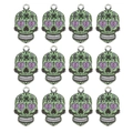 Set mit 12 bunten Totenkopf-Anhängern aus Emaille mit lila Herzaugen für DIY Schmuckherstellung - Totenkopf-Muster (2) / 10er Pack / bunt