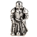 Detailed macro view of a medieval knight figurine in antique silver zinc alloy with flail - Medieval Knight Armor Style