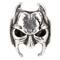 Detail shot of vintage silver metal Viking bead with cracked mask and skull design - Hero Cracked Mask Style