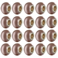 Set of 20 pink-brown resin charm beads with silver metal core for DIY jewelry - Large Hole Bead Style / 20 Pieces Set / Brown