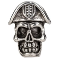 Antique silver Viking pirate skull bead with horned hat for DIY jewelry hair accessory - Pirate Bicorne Skull Style