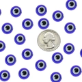 Deep blue resin Evil Eye spacer beads for DIY jewelry making with coin for size comparison - Evil Eye Bead / 38 Pieces/Pack (10mm) / Dark Blue
