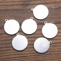 Set di 6 ciondoli tondi in argento per collane con finitura metallica lucida - Stile Disco Tondo