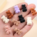Macro detail of multi-colored flocked mini bear pendants for DIY jewelry making - Single Loop / Mixed Colors