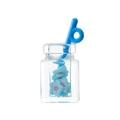 Miniature resin fruit cup with blue flowers and blue straw for DIY jewelry making - Starfruit Cup Accessories