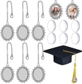 Detail of DIY graduation photo charms with vintage silver bases and glass cabochons - Vintage Embossed Frame (New Fashion 2#) / Silver