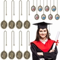 Detail of 8 bronze photo charms for graduation caps with vintage engraved frames - Vintage Carved Frame (New Fashion 3#) / Bronze