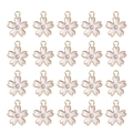 Lot de 20 breloques cerisier en émail blanc avec monture dorée et zircon central - Blanc