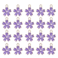 20 pieces of light purple flower charms with gold edges and crystal for jewelry DIY - Purple