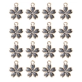 16-piece set of dark grey enamel flower pendants with gold edges and crystal center - Black