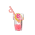 Miniature dollhouse drink model with pink straw and lemon slice for DIY crafts - Lemon Cup Style (Luminous)