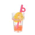Miniature orange fruit tea bottle resin accessory with lemon slice and pink straw - Orange Cup Style (Luminous)