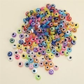 Flat round mixed color resin evil eye beads for DIY handmade jewelry crafting - Mixed Color Flat Round Style / 50 Pieces
