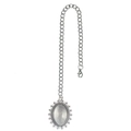 Vintage antique silver alloy oval frame pendant necklace with ornate filigree edge - Silver Resin Lid Photo Frame Pendant