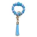 Bracciale portachiavi in perline di silicone viola con chiusura dorata e nappa blu - Stile Blu Viola Chiaro