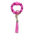 Dettaglio portachiavi con perline di silicone rosa e viola con nappa e anello dorato - Stile Viola Rosso Rosa B