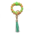Bracciale portachiavi con perline di silicone fluorescenti e nappina con anello oro - Gradient Orange Green
