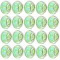 Set van 20 lichtgroene kralen met groot gat en metalen kern voor DIY-armbanden - Pareleffect Stijl / Set van 20 Stuks / Iriserend Groen