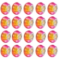 Set van 20 roze en oranje gradiënt kralen met zilveren metalen kern voor sieraden - Aurora Stijl / Set van 20 Stuks / Roze Geel Gradiënt