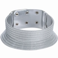Gargantilla ancha de cuero plateado brillante con cierres de presión ajustables - Collar choker / Plateado