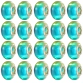 Set van 20 blauw-groene hars kralen met groot gat en metalen kern voor doe-het-zelf sieraden - Parelmoer Groot Gat Kraal / Set van 20 Stuks / Blauw Groen Verloop