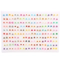 Detailed close-up of colorful acrylic earring set featuring fruit and animal patterns - Small Mixed Polymer Clay (B10-0503)