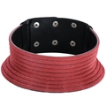 Etnische choker met rode glitters, verstelbare leren voering en metalen drukknopen - Chokerketting / Rood