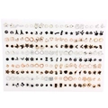 Comprehensive set of 100 pairs of cute mixed stud earrings on a white display board - Black and White Drip Oil Mixed (B10-0304)