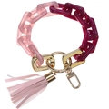 Detail of pink and purple gradient acrylic chain bracelet keychain with a gold metal clasp - Purple And Pink