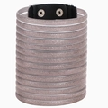 Etnische meerlaagse armband in champagnegoud met glitter, leer en verstelbare drukknoppen - Bangle / Lichtpaars
