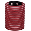 Etnische stijl meerlaagse brede manchetarmband met rode glitters en zilveren drukknopen - Bangle / Rood
