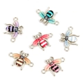 Detailed macro view of colorful enamel bee charms with double rings for jewelry making - Mixed Color Bee (4765-H0902)