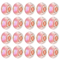 Set of 20 resin large hole beads for DIY bracelets featuring pink and orange glitter swirls - Glitter Style / 20 Pieces Set / Dazzling Pink-Orange