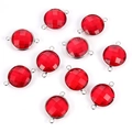 Faceted red crystal round pendants with silver metal frames for DIY jewelry - Red