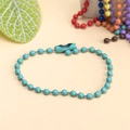 Turquoise turquoise-colored iron bead chain with matching connector for DIY crafts - Lake Blue