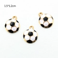 Three-piece soccer ball charms for DIY jewelry made of gold alloy and black white enamel - Gold Base Small Soccer Ball Style