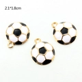 Detailed macro view of enamel soccer ball charm in gold alloy with 2.1x1.8cm size - Gold Base Large Soccer Ball Style